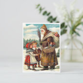 Goede kinderen ontmoeten de Kerstman met geschenke Briefkaart (Staand voorkant)