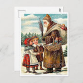 Goede kinderen ontmoeten de Kerstman met geschenke Briefkaart (Voorkant / Achterkant)