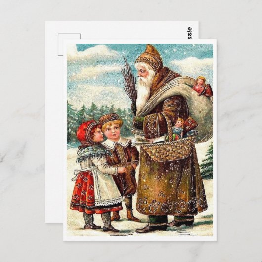 Goede kinderen ontmoeten de Kerstman met geschenke Briefkaart (Voorkant / Achterkant)