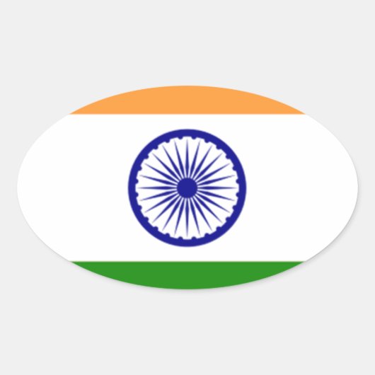 Goede kleur Indische vlag "Tiranga" Ovale Sticker (Voorkant)