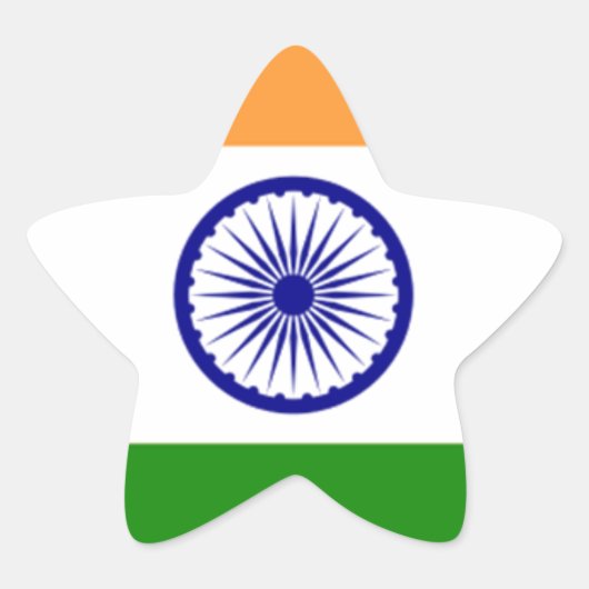Goede kleur Indische vlag "Tiranga" Ster Sticker (Voorkant)