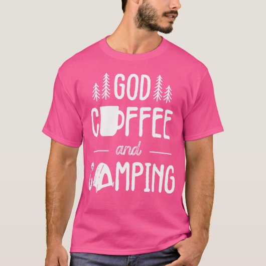 Goede Koffie en Camping Geschenken Mannen Vrouwen  T-shirt (Voorkant)