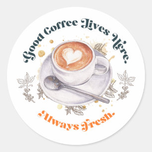 Goede Koffie Woont Hier Latte Art Sticker Ontwerp