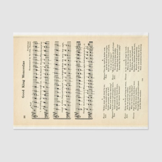 Goede Koning Wenceslas Bladmuziek DU5 Decoupage Tissuepapier (Voorkant)