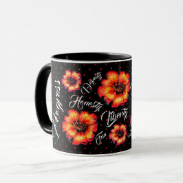 Goede levenswaarden zwarte bloemen en Stippen Mok