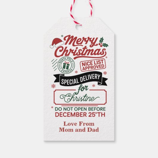Goede lijst goedgekeurd door de Kerstman Cadeaulabel (Achterkant)