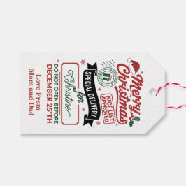 Goede lijst goedgekeurd door de Kerstman Cadeaulabel
