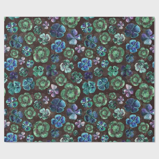 Goede Luck Waterverf Green Clovers Cadeaupapier (Vlak)