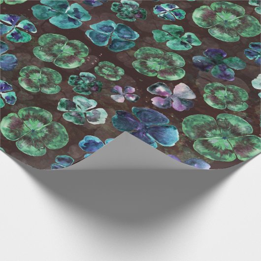 Goede Luck Waterverf Green Clovers Cadeaupapier (Hoek)