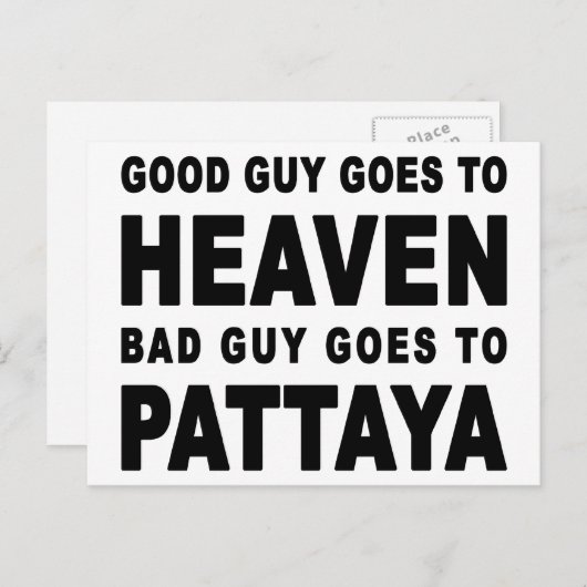 GOEDE MAN GAAT NAAR BAD GUY OM PATTAYA TE GAAN BRIEFKAART (Voorkant / Achterkant)