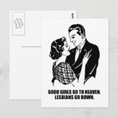 Goede meisjes gaan naar de hemel. Lesbianen gaan n Briefkaart (Voorkant / Achterkant)