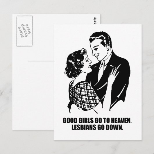 Goede meisjes gaan naar de hemel. Lesbianen gaan n Briefkaart (Voorkant / Achterkant)