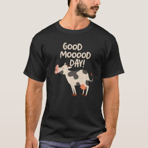 Goede modedag koe staat voor grappige koe, vrolijk t-shirt