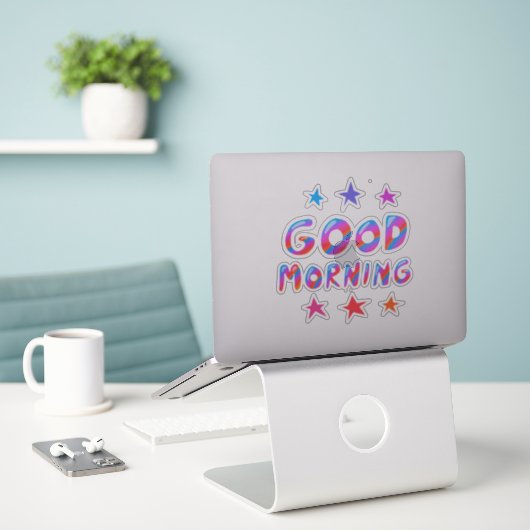 GOEDE MORGEN Cute Colorful & Fun Sticker (Laptop op bureau)