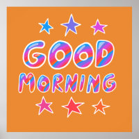 GOEDE MORGEN, kleurrijke koel- en vun-sterren