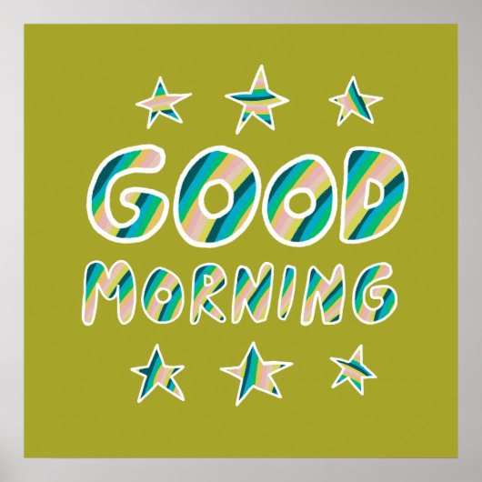 GOEDE MORGEN, kleurrijke koel- en vun-sterren Poster (Voorkant)