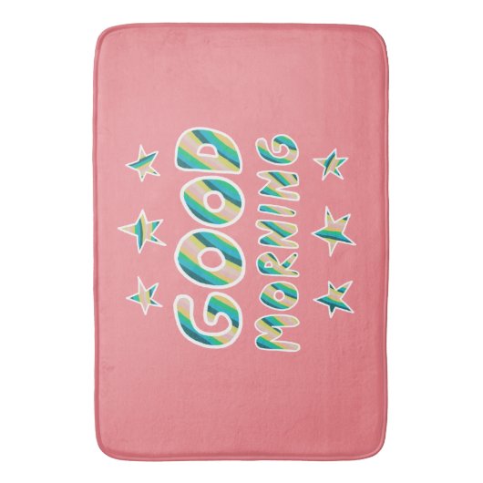 GOEDE MORGEN, kleurrijke kool en vun stripes Badmat (Voorkant Verticaal)