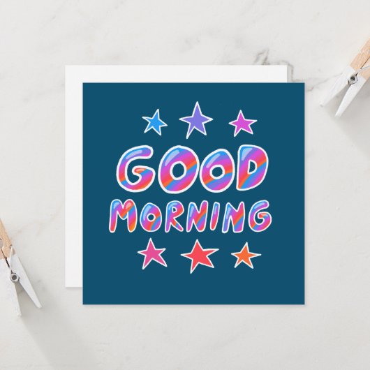 GOEDE MORGEN kleurrijke wolstrips DOUANE-Kaart Kaart (Voorkant / Achterkant in situ)