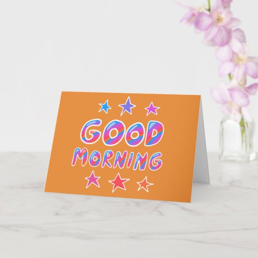 GOEDE MORGEN, kleurrijke wolstrips Kaart (Orchidee)