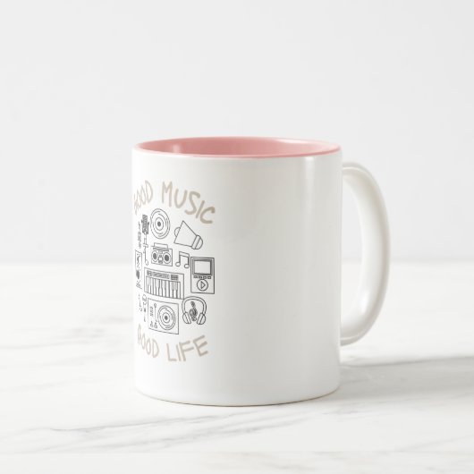 Goede muziek Goed leven Tweekleurige Koffiemok (Voorkant rechts)