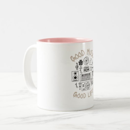 Goede muziek Goed leven Tweekleurige Koffiemok (Voorkant links)