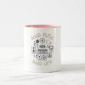 Goede muziek Goed leven Tweekleurige Koffiemok (Center)