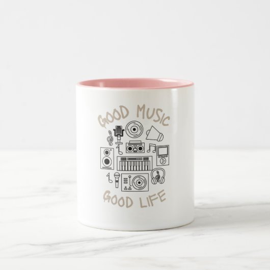Goede muziek Goed leven Tweekleurige Koffiemok (Center)