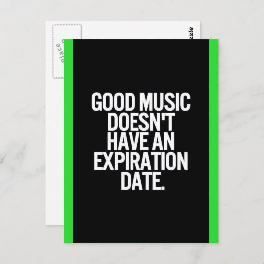 GOEDE MUZIEK HEEFT GEEN EXPIRATIEDATUURQUOTEN  BRIEFKAART (Voorkant / Achterkant)