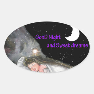 Goede nacht ovale sticker