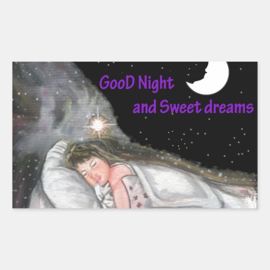 Goede nacht rechthoekige sticker (Voorkant)