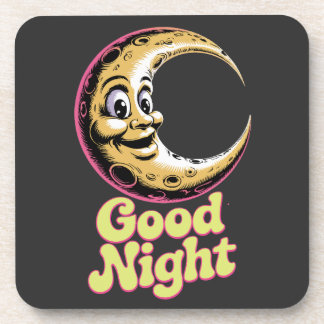 Goede nacht Retro Moon Hard Plastic Onderzetter