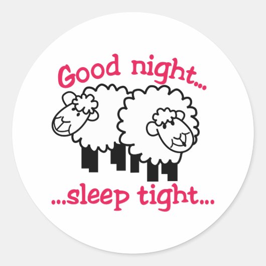 Goede nacht ronde sticker (Voorkant)
