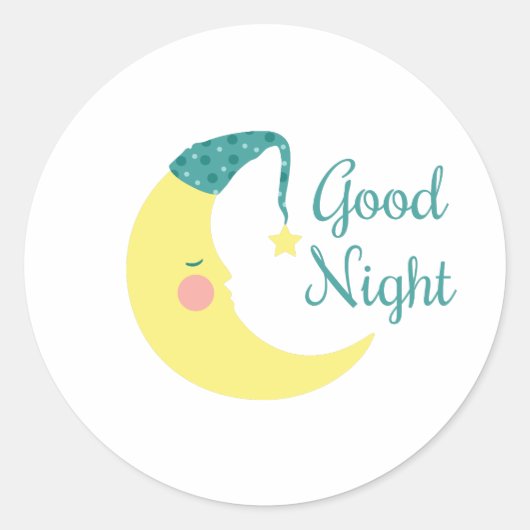 Goede nacht ronde sticker (Voorkant)