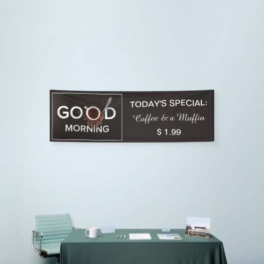 Goede ochtend aangepaste tekst Koffie Winkelbanner Spandoek (Beurs)