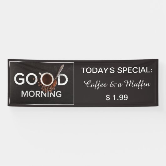 Goede ochtend aangepaste tekst Koffie Winkelbanner Spandoek (Horizontaal)