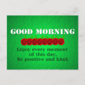 Goede ochtend Rood bloemen Positiviteitscitaat Briefkaart (Voorkant)