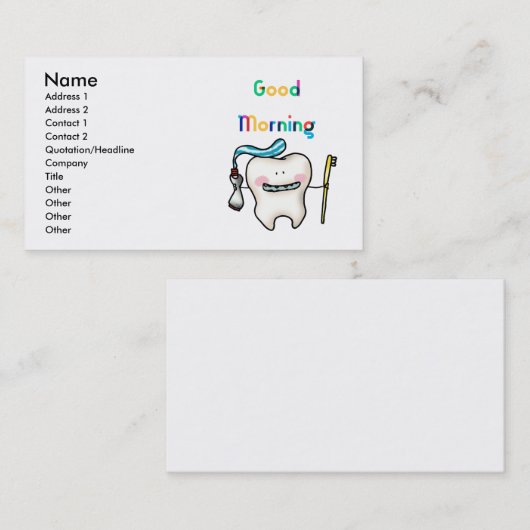 goede ochtend schattige tandtandheelkundige visitekaartje (Voorkant / Achterkant)