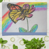 Goede ochtendregenboogmonarch Art Kitchen Towel Theedoek (Gevouwen)