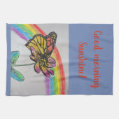 Goede ochtendregenboogmonarch Art Kitchen Towel Theedoek (Horizontaal)