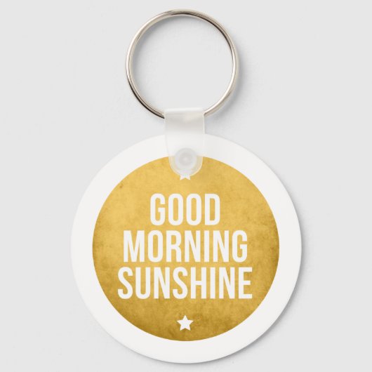 goede ochtendzonneschijn, woordkunst, tekstontwerp sleutelhanger (Voorkant)
