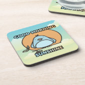 Goede ochtendzonnige schattige vogel bier onderzetter (Linkerzijde)