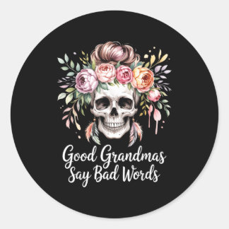 Goede oma's zeggen slechte woorden waterverf bloem ronde sticker