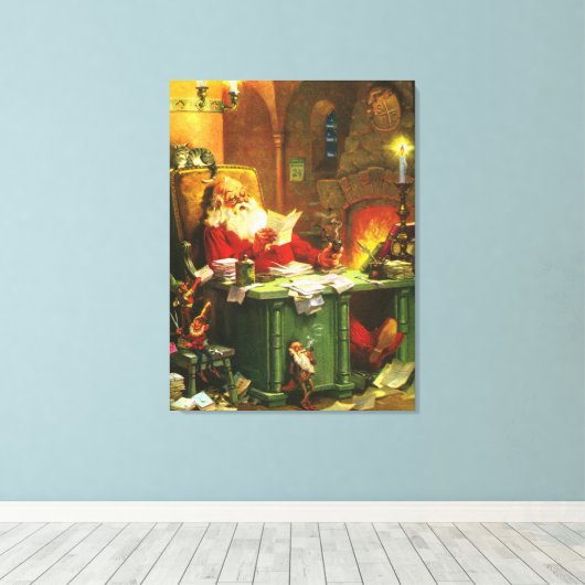 Goede oude kerstman canvas afdruk (Insitu (Houten vloer))