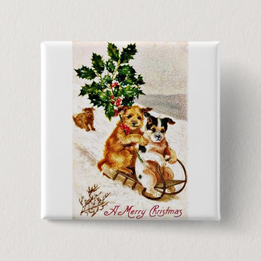 Goede Oude Kerstmis Vierkante Button 5,1 Cm (Voorkant)