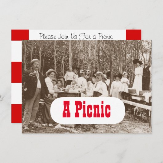 goede ouderwetse picknick-feestuitnodiging kaart (Voorkant / Achterkant)