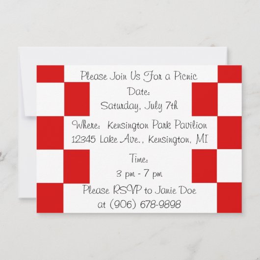 goede ouderwetse picknick-feestuitnodiging kaart (Achterkant)