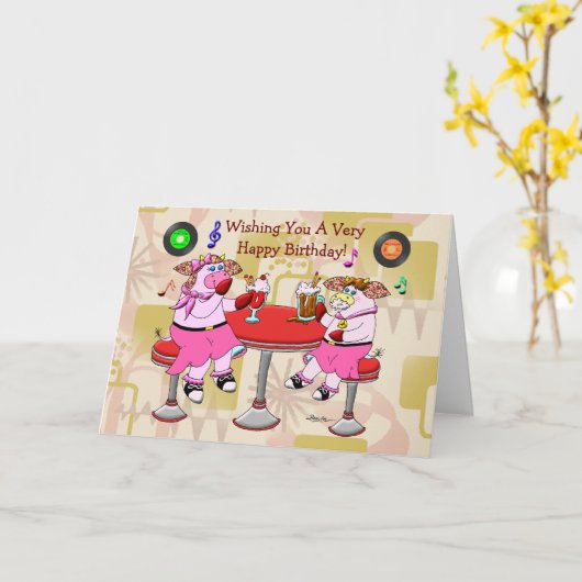 Goede ouderwetse verjaardag kaart (Gele Bloem)