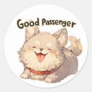 Goede passagier Happy Dog Ronde Sticker