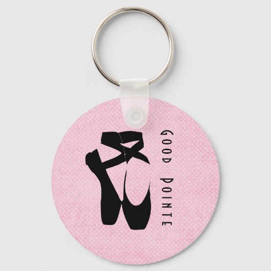 Goede Pointe. Zwarte ballet schoenen En Pointe Sleutelhanger (Voorkant)
