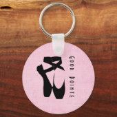 Goede Pointe. Zwarte ballet schoenen En Pointe Sleutelhanger (Voorkant)
